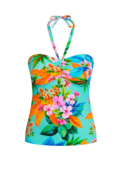 Halter Bandeau Tankini Top Aqua Fiesta Floral | Venus Great Deal