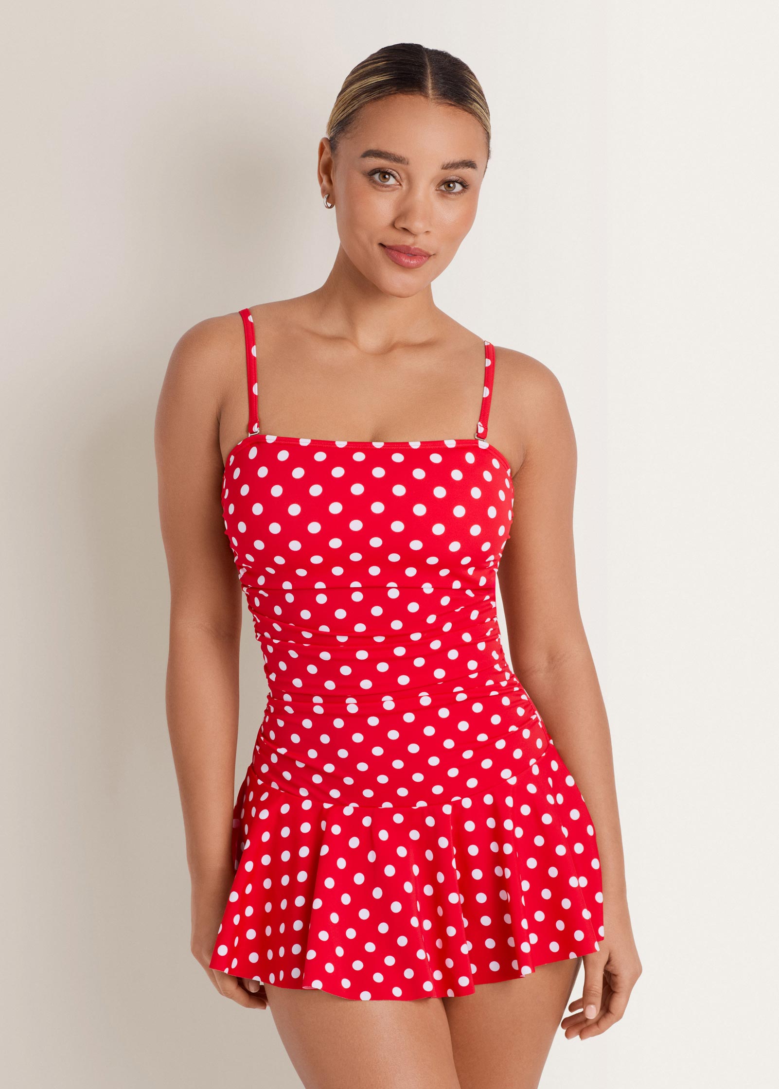 Venice Skirted Swim Dress Red Polka Dot | Venus Special Offer