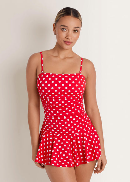 Venice Skirted Swim Dress Red Polka Dot | Venus Special Offer