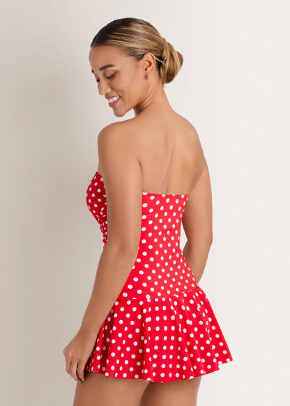 Venice Skirted Swim Dress Red Polka Dot | Venus Special Offer