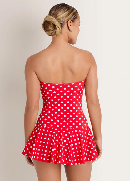 Venice Skirted Swim Dress Red Polka Dot | Venus Special Offer