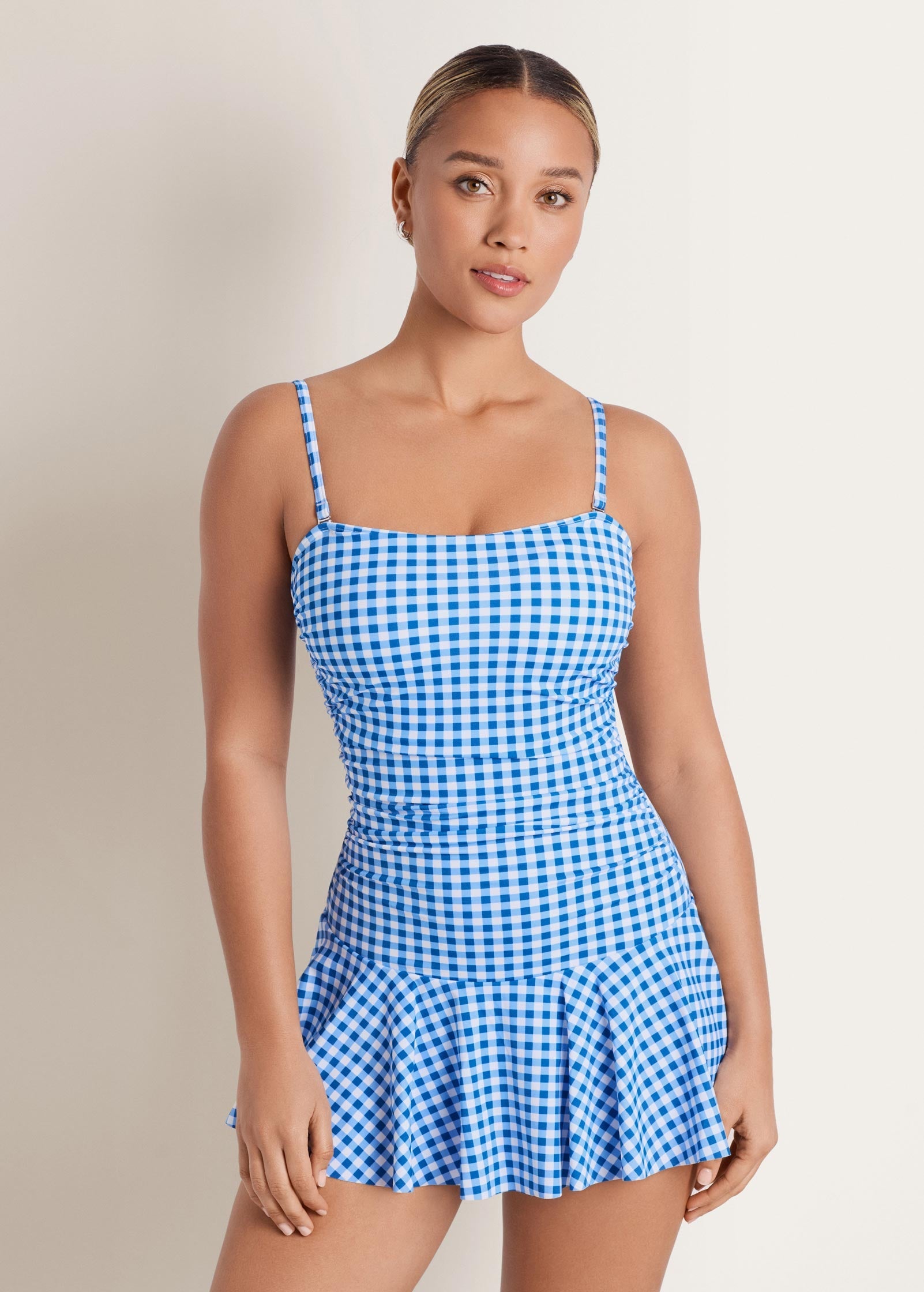 Venice Skirted Swim Dress Blue Gingham | Venus Popular Choice
