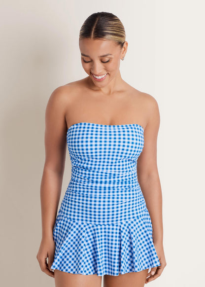 Venice Skirted Swim Dress Blue Gingham | Venus Popular Choice