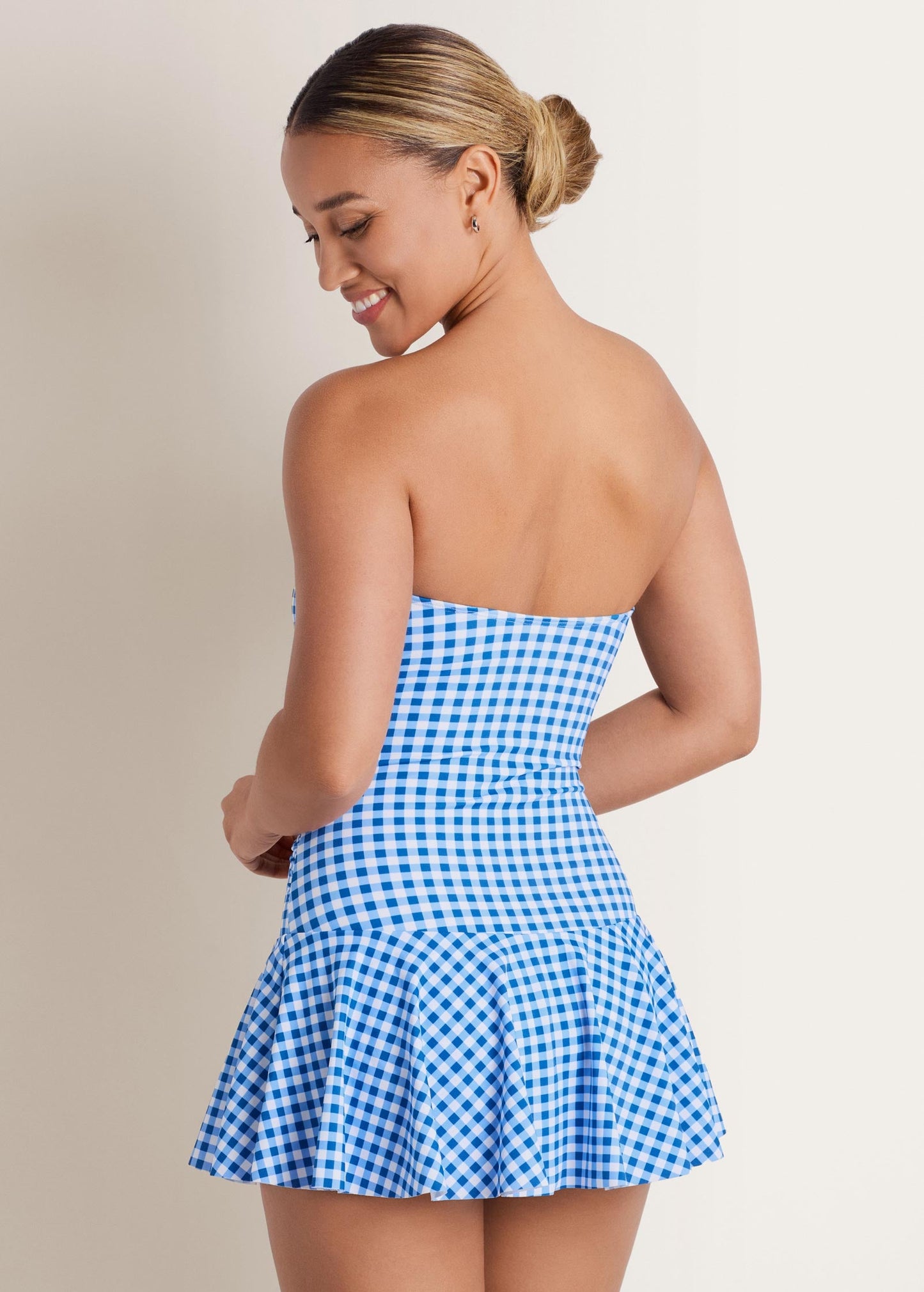 Venice Skirted Swim Dress Blue Gingham | Venus Popular Choice