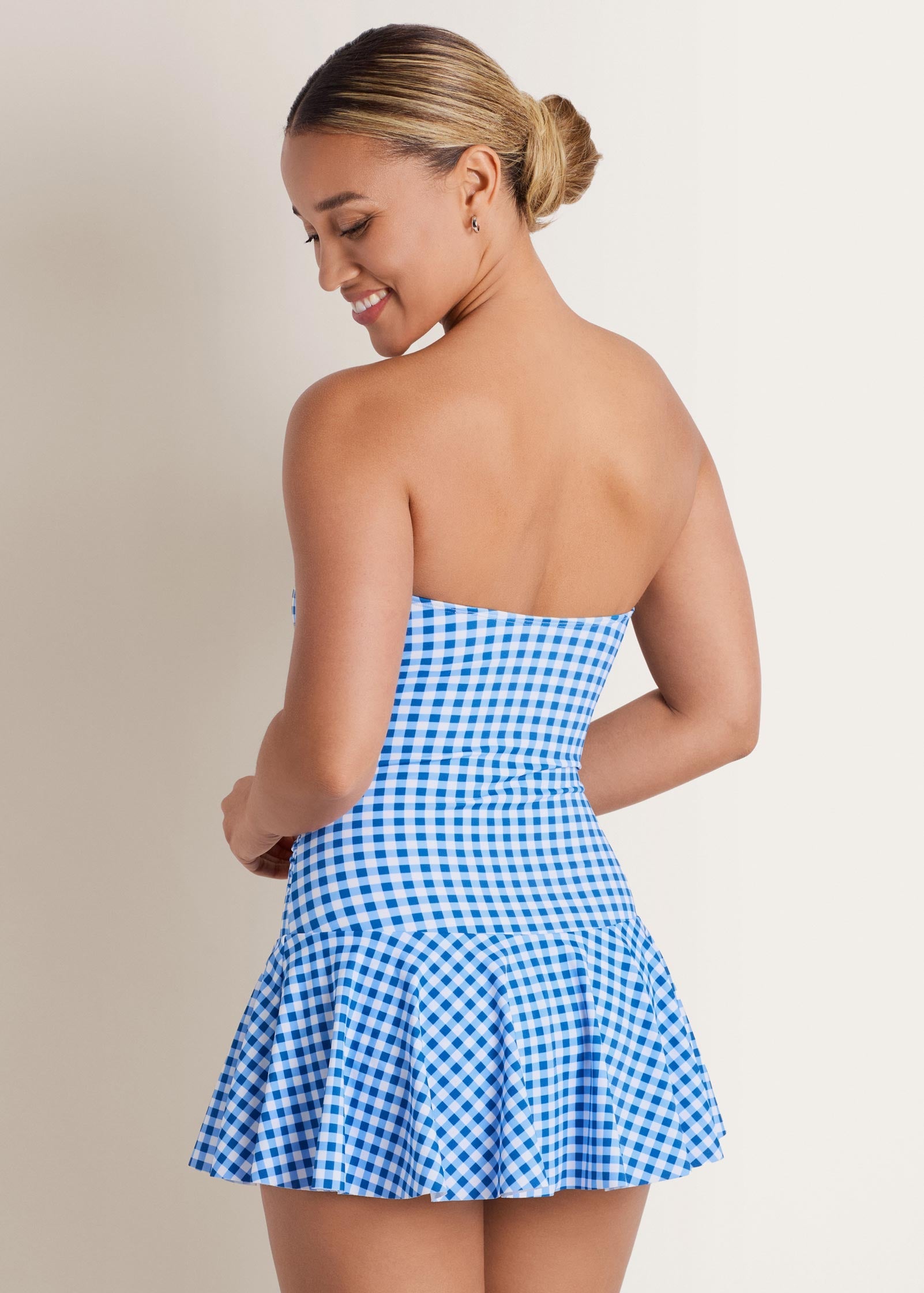 Venice Skirted Swim Dress Blue Gingham | Venus Popular Choice
