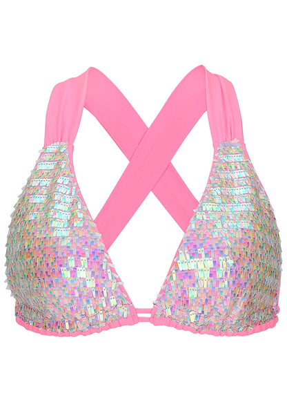 Getaway Glitz Bikini Top - Pink Multi | Venus Limited Edition