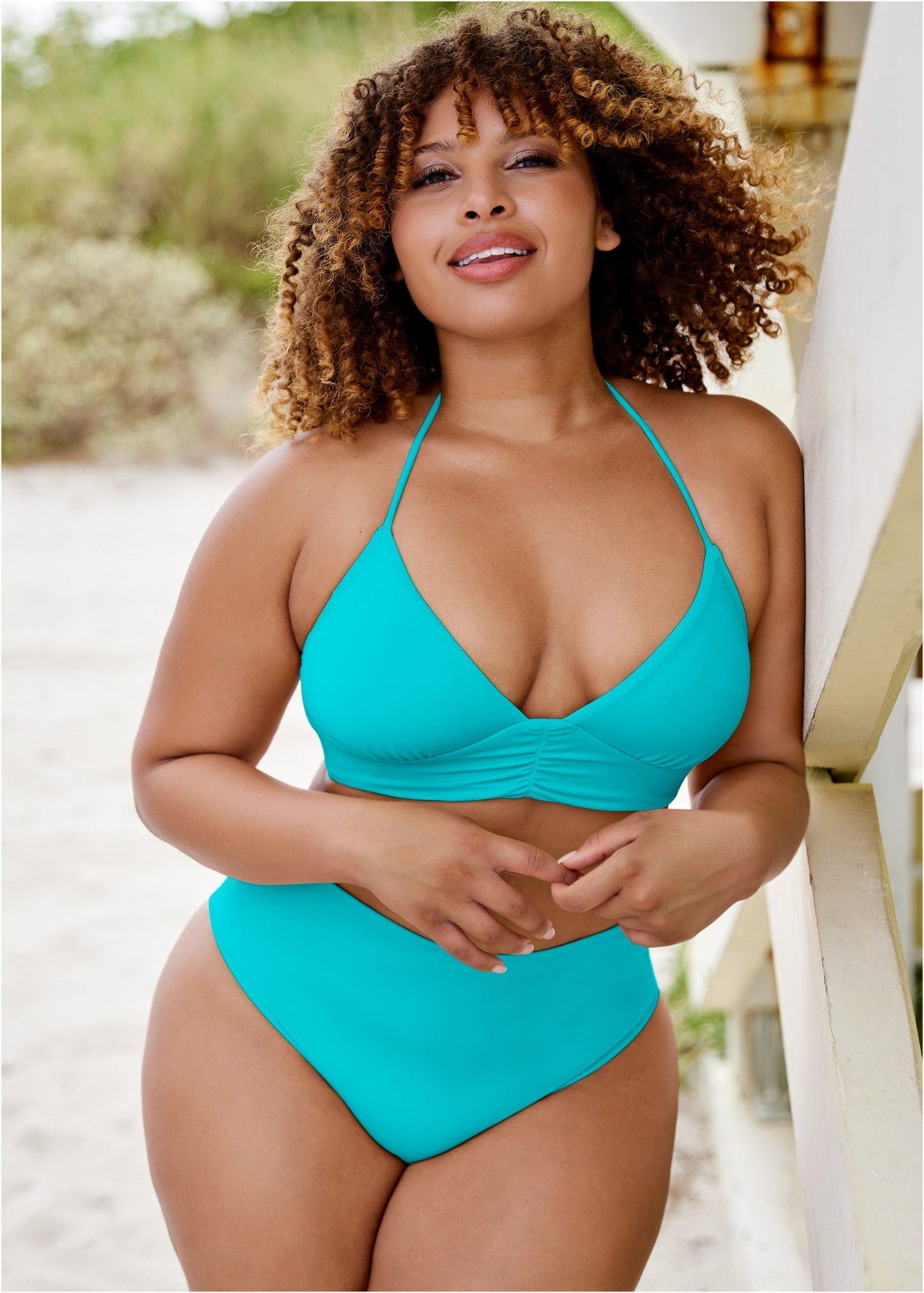 Gathered Triangle Top - Aqua Reef | Venus Sale