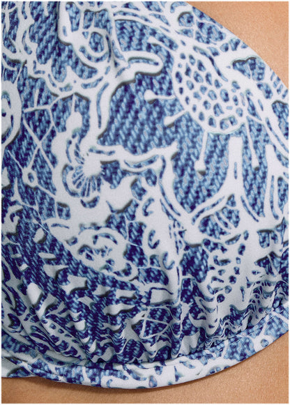 Marilyn Push-Up Bikini Top - Denim Anglaise Paisley | Venus Featured