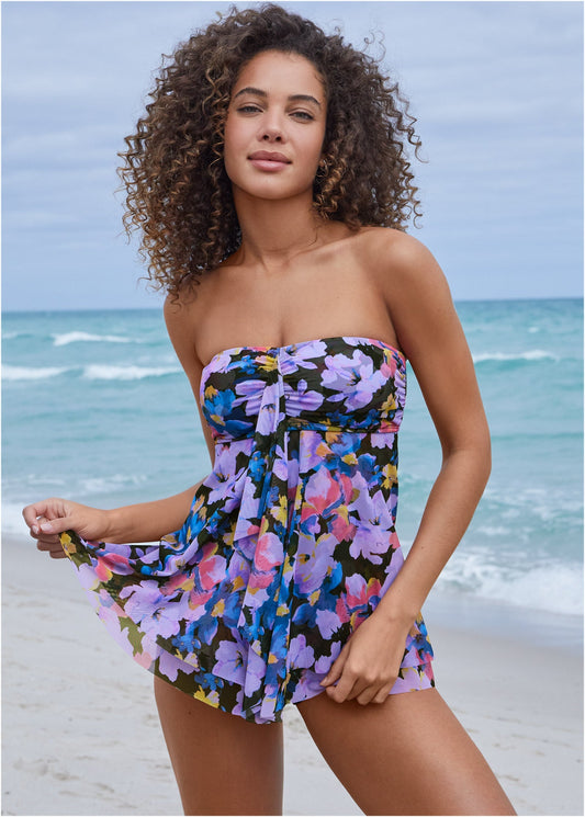 Lanai Bandeau Tankini Top - Evening Bloom | Venus Budget Friendly