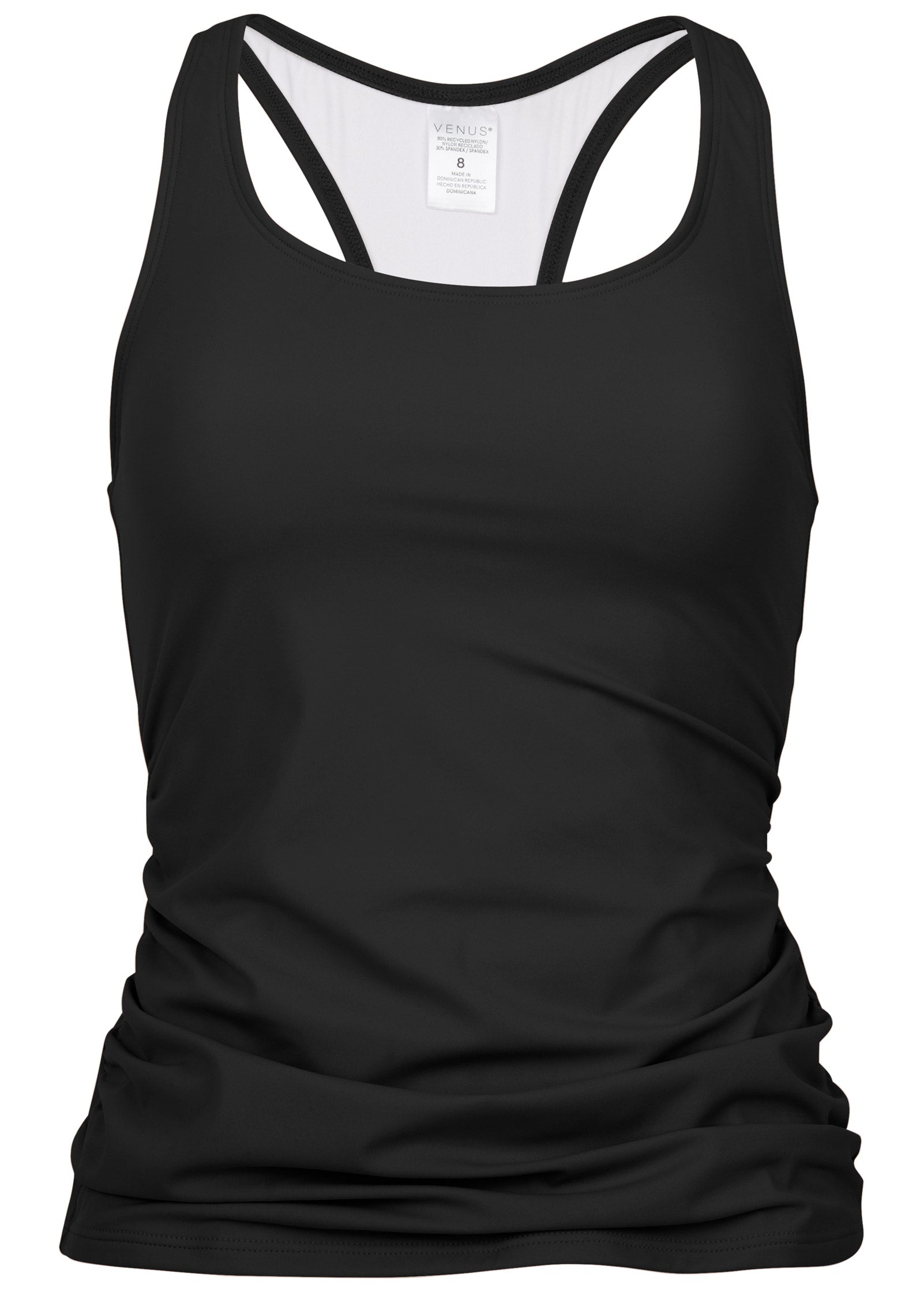 Ruched Racer Back Tankini Top - Black Beauty | Venus Value