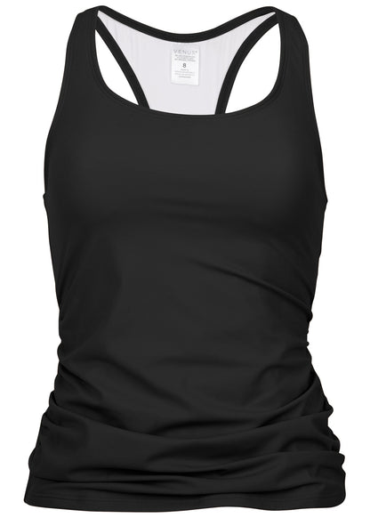Ruched Racer Back Tankini Top - Black Beauty | Venus Value