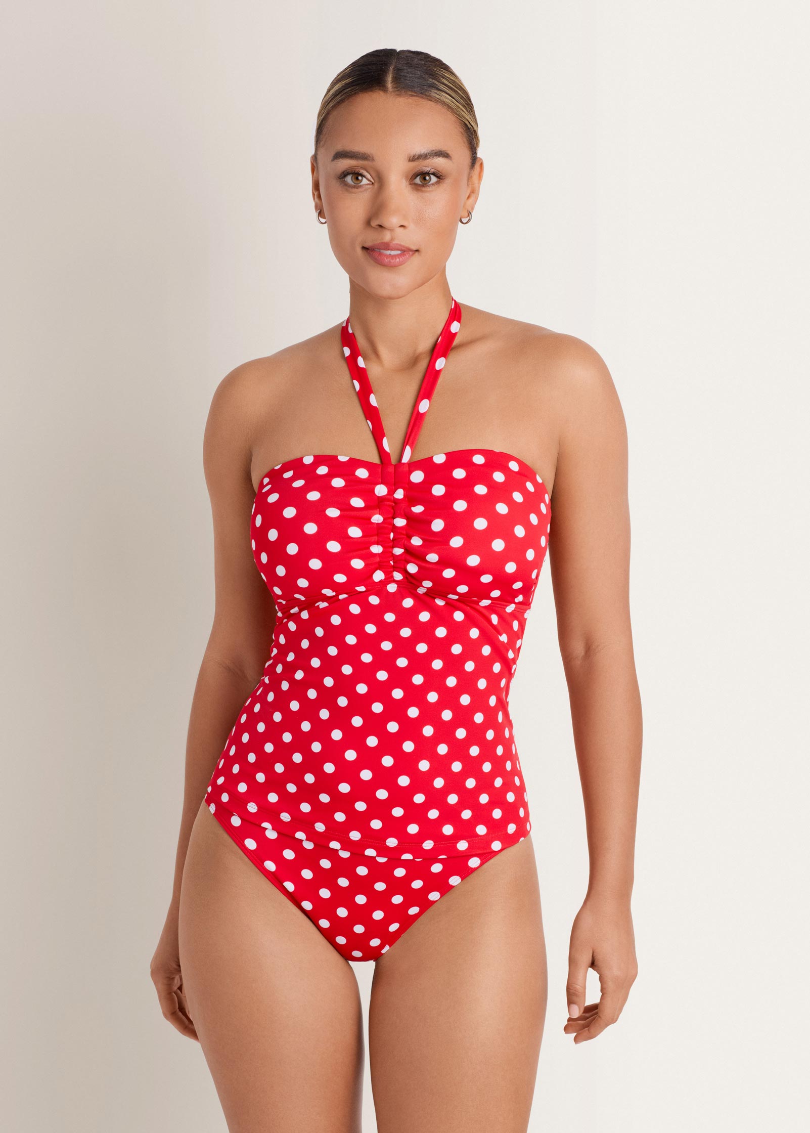 Halter Bandeau Tankini Top Red Polka Dot | Venus Popular Choice