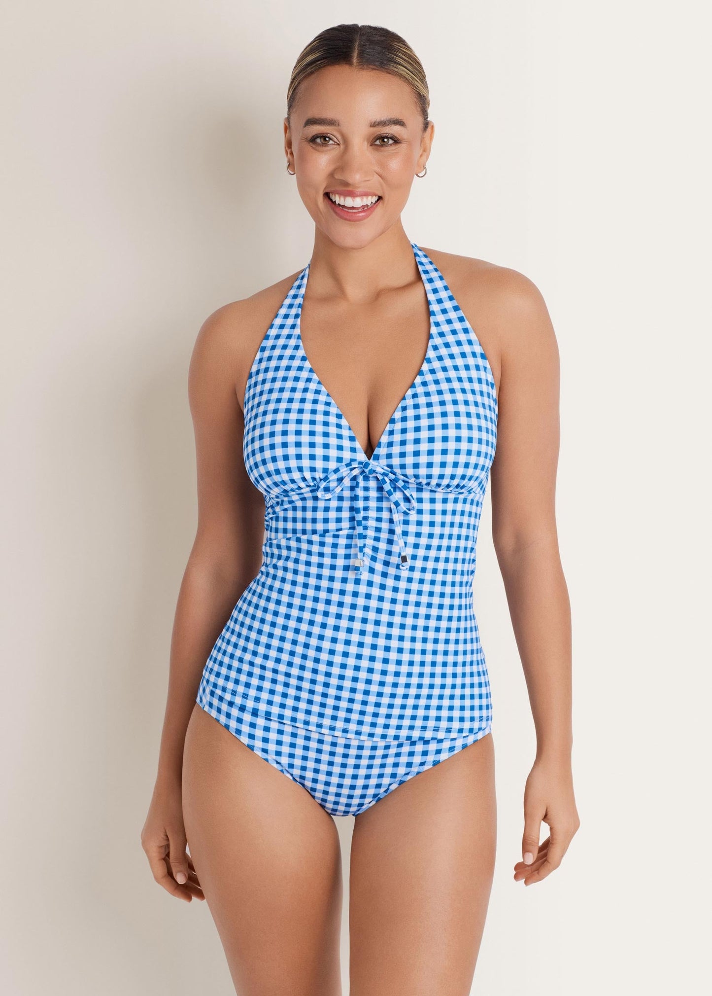 Sicily Halter Tankini Top Blue Gingham | Venus Customer Favorite