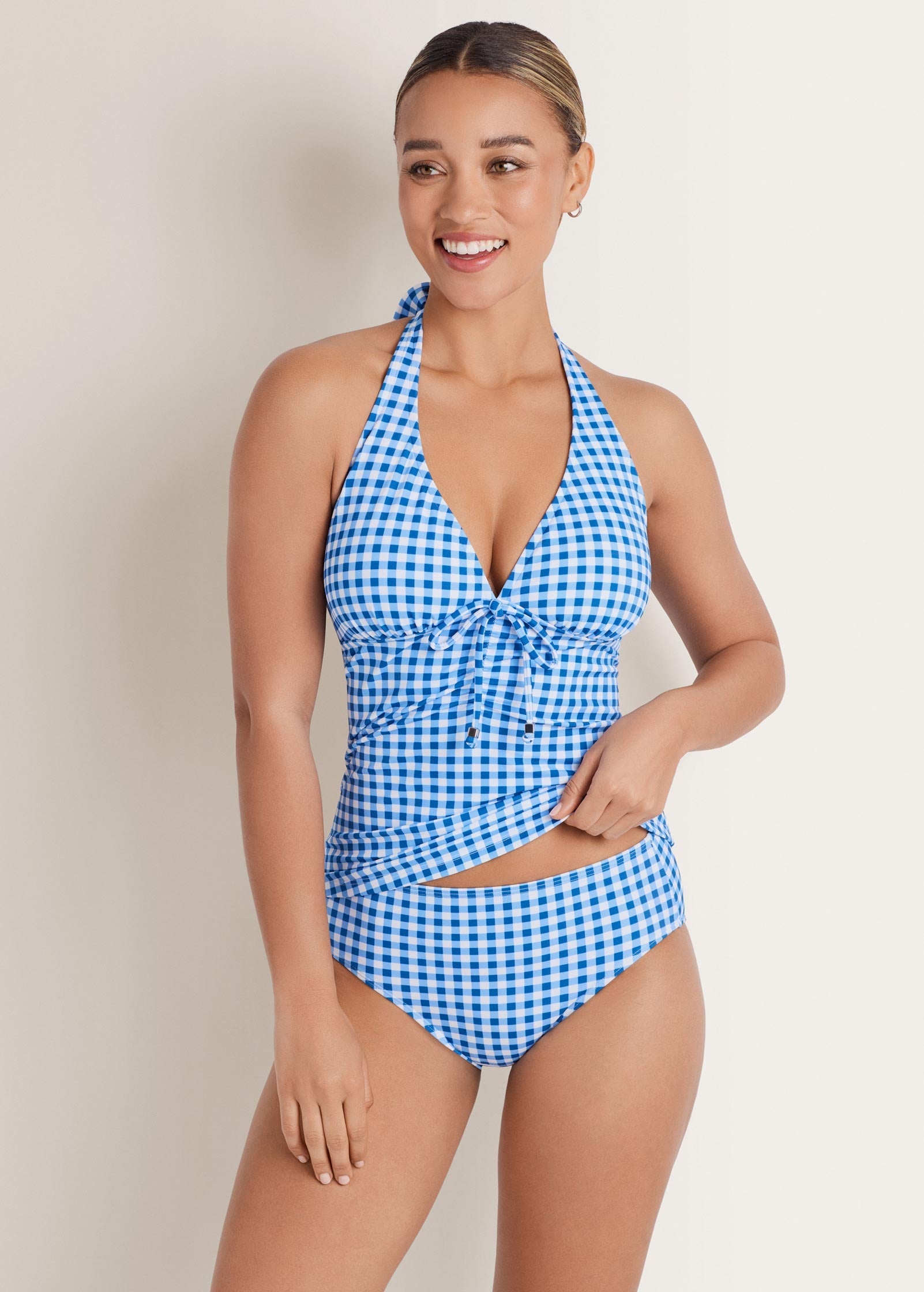 Sicily Halter Tankini Top Blue Gingham | Venus Customer Favorite