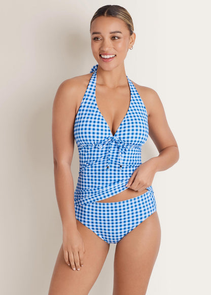 Sicily Halter Tankini Top Blue Gingham | Venus Customer Favorite