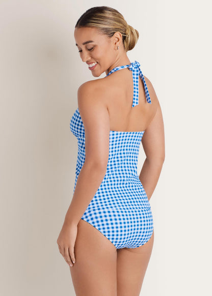 Sicily Halter Tankini Top Blue Gingham | Venus Customer Favorite