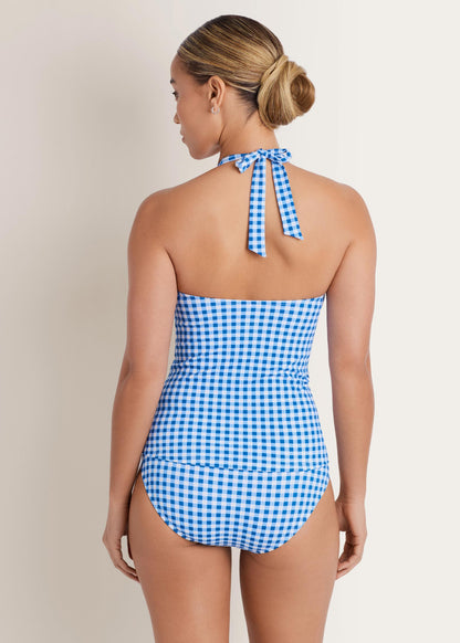 Sicily Halter Tankini Top Blue Gingham | Venus Customer Favorite