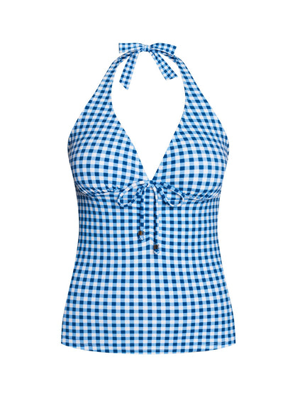 Sicily Halter Tankini Top Blue Gingham | Venus Customer Favorite
