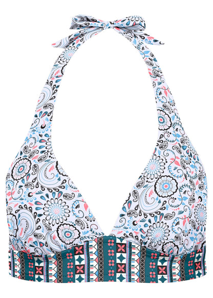 Anguilla Halter Bikini Top - Lotus Flowers | Venus Popular Choice