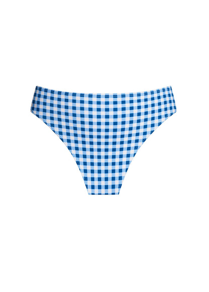 Fiji Mid Rise Moderate Bikini Bottom Blue Gingham | Venus Limited Edition