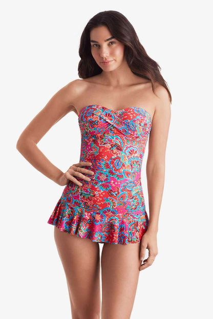 Mimi Flamingo Island Paisley Aria Skirted One Piece | Venus Best Seller