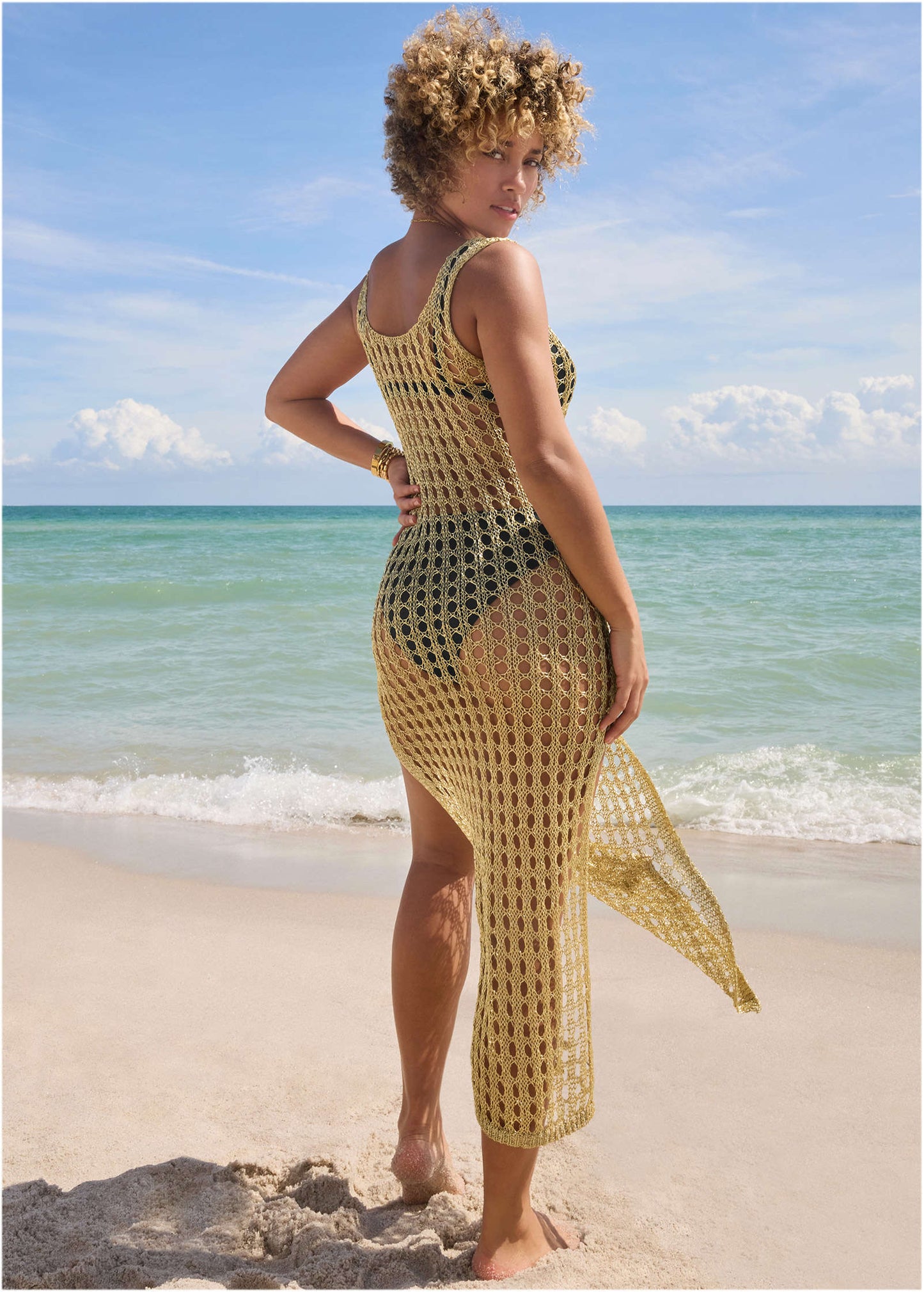 Metallic Gold Crochet Swim Cover Up | Fashion | Venus Featured
