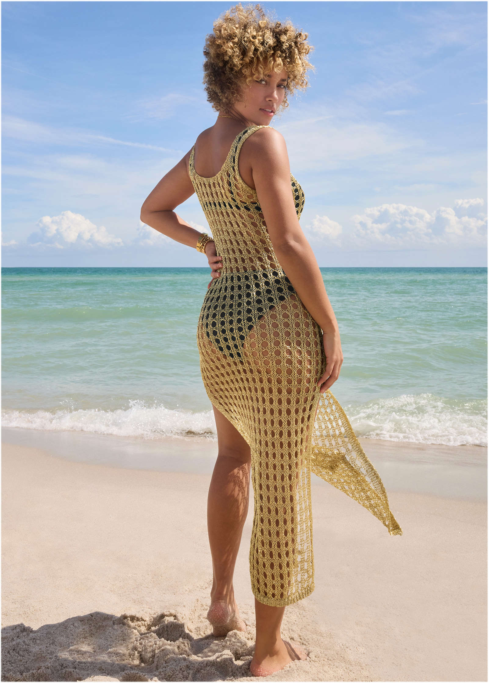 Metallic Gold Crochet Swim Cover Up | Fashion | Venus Featured