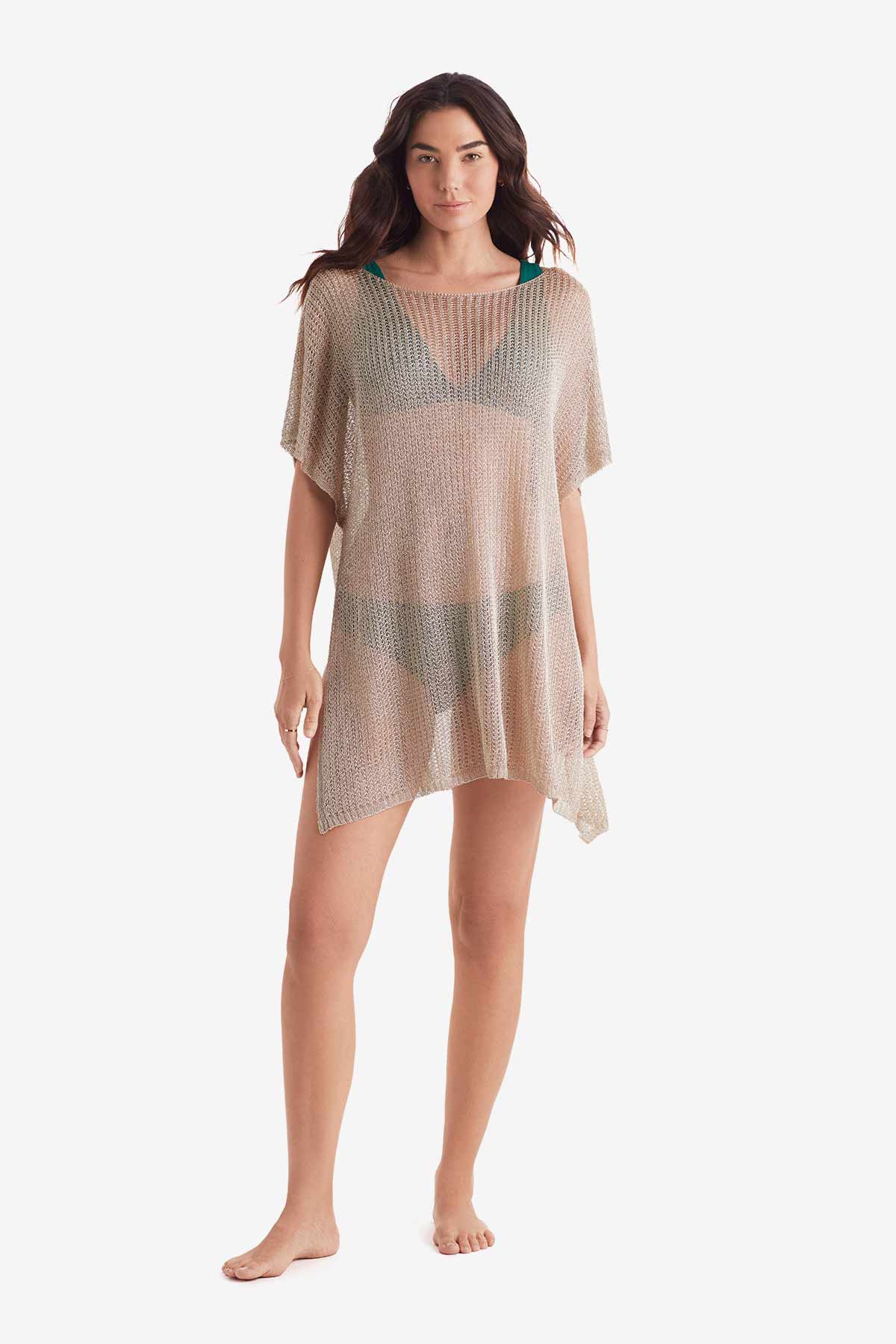 Mimi Flamingo Metallic Knit Lagoon Tunic | Venus Popular Choice