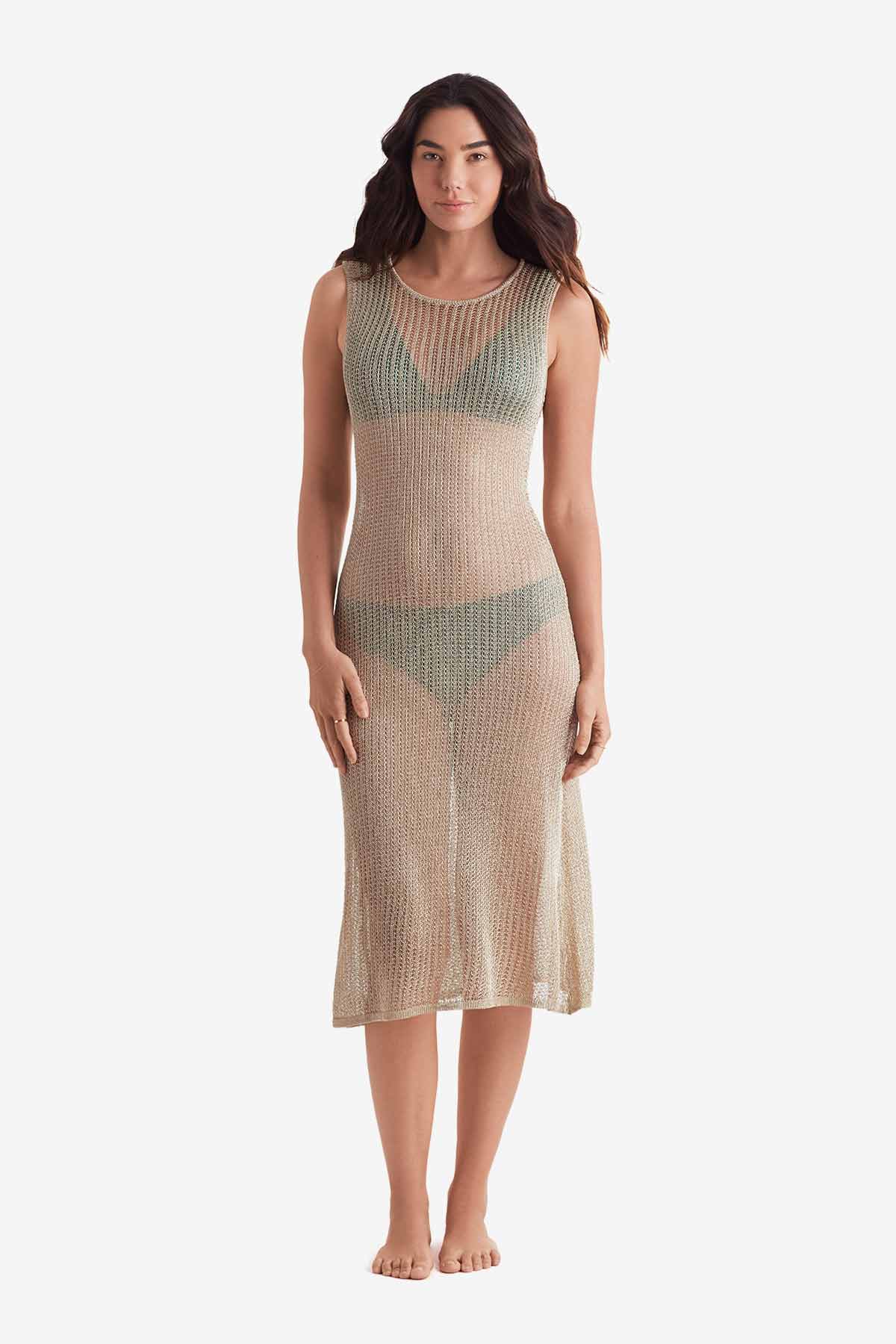 Mimi Flamingo Metallic Knit Lagoon Dress | Venus Best Seller