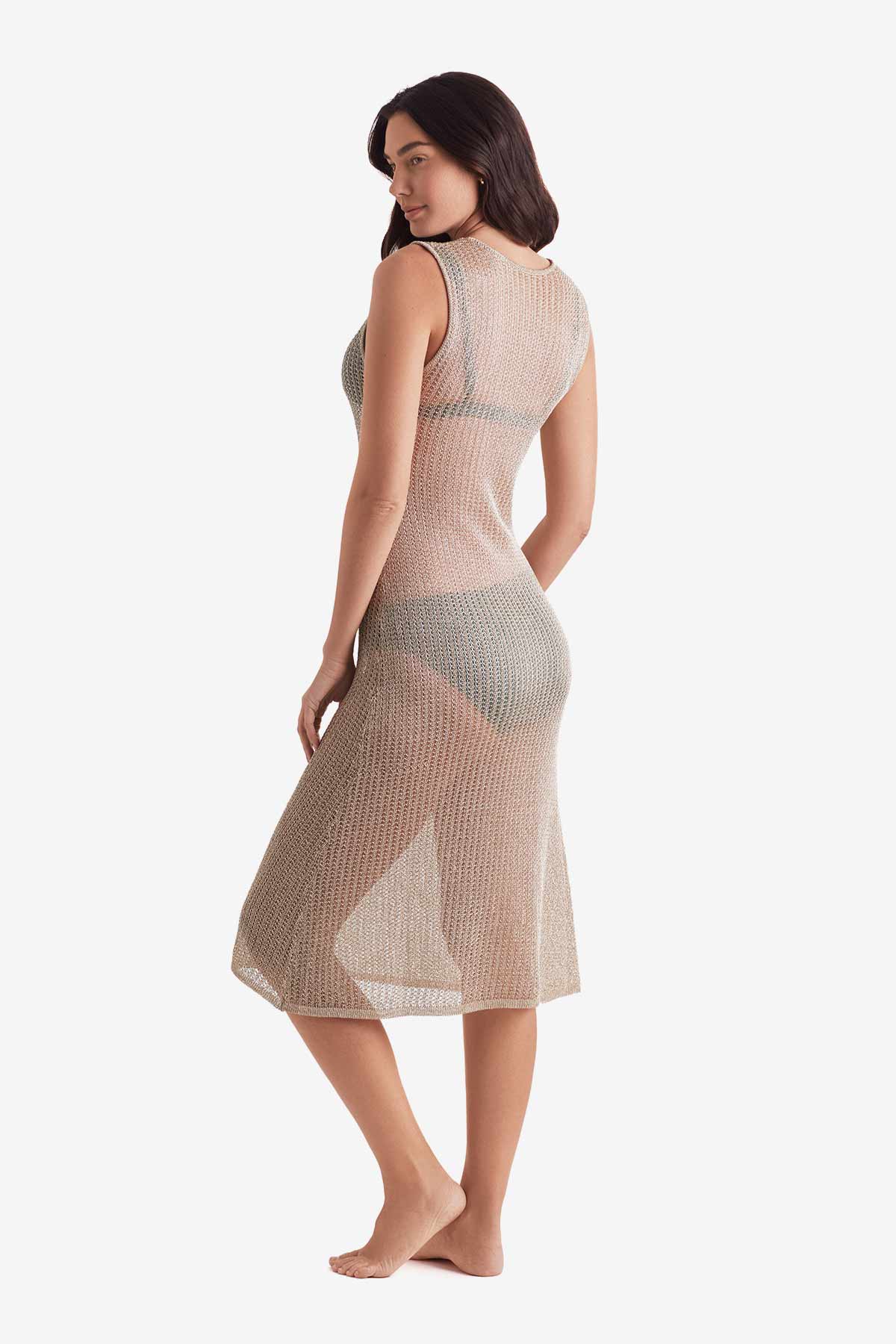 Mimi Flamingo Metallic Knit Lagoon Dress | Venus Best Seller