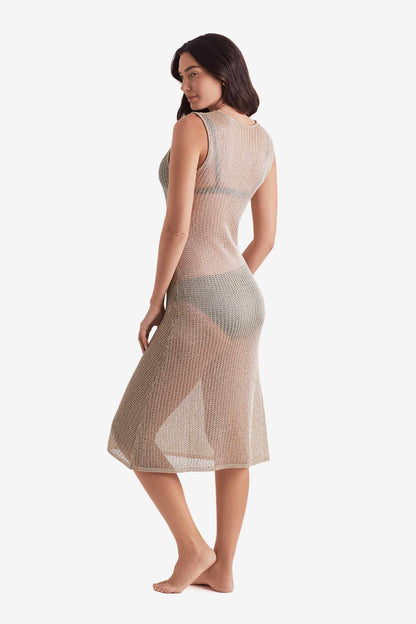 Mimi Flamingo Metallic Knit Lagoon Dress | Venus Best Seller