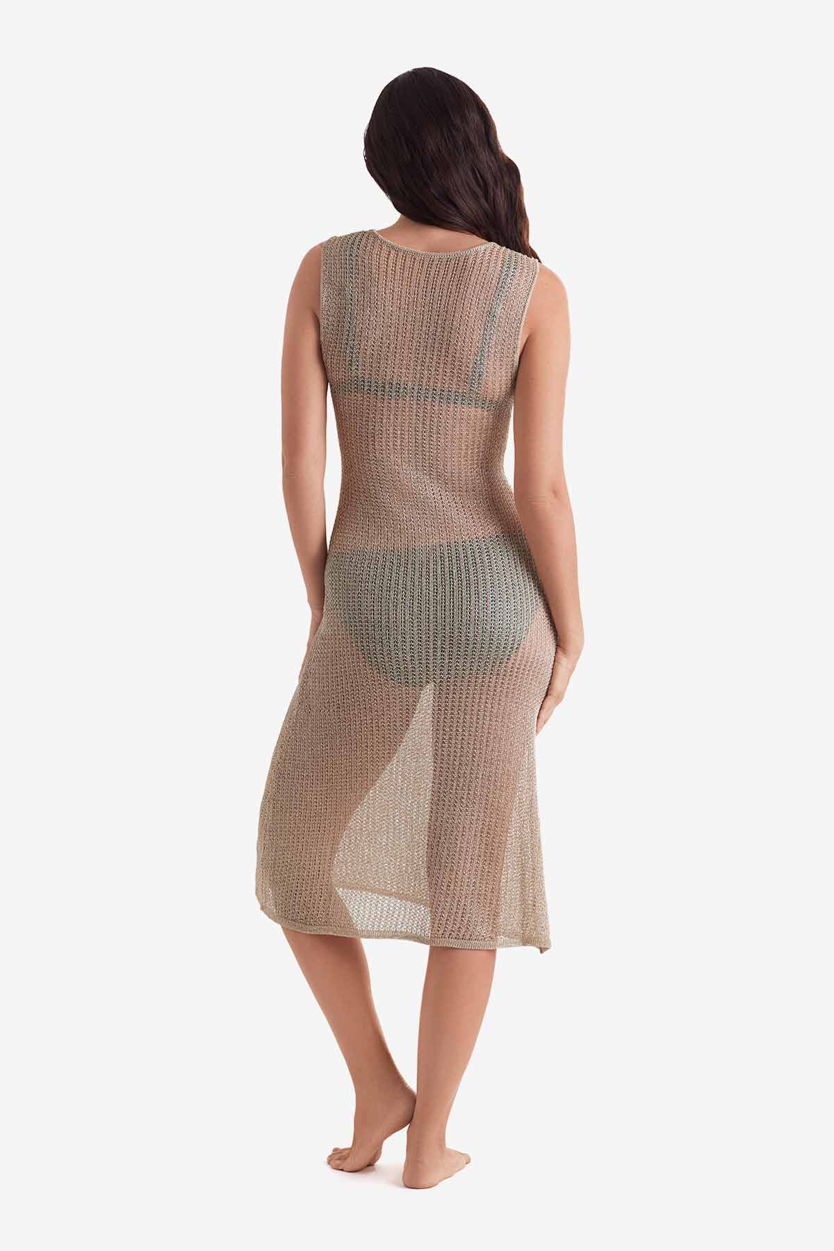 Mimi Flamingo Metallic Knit Lagoon Dress | Venus Best Seller