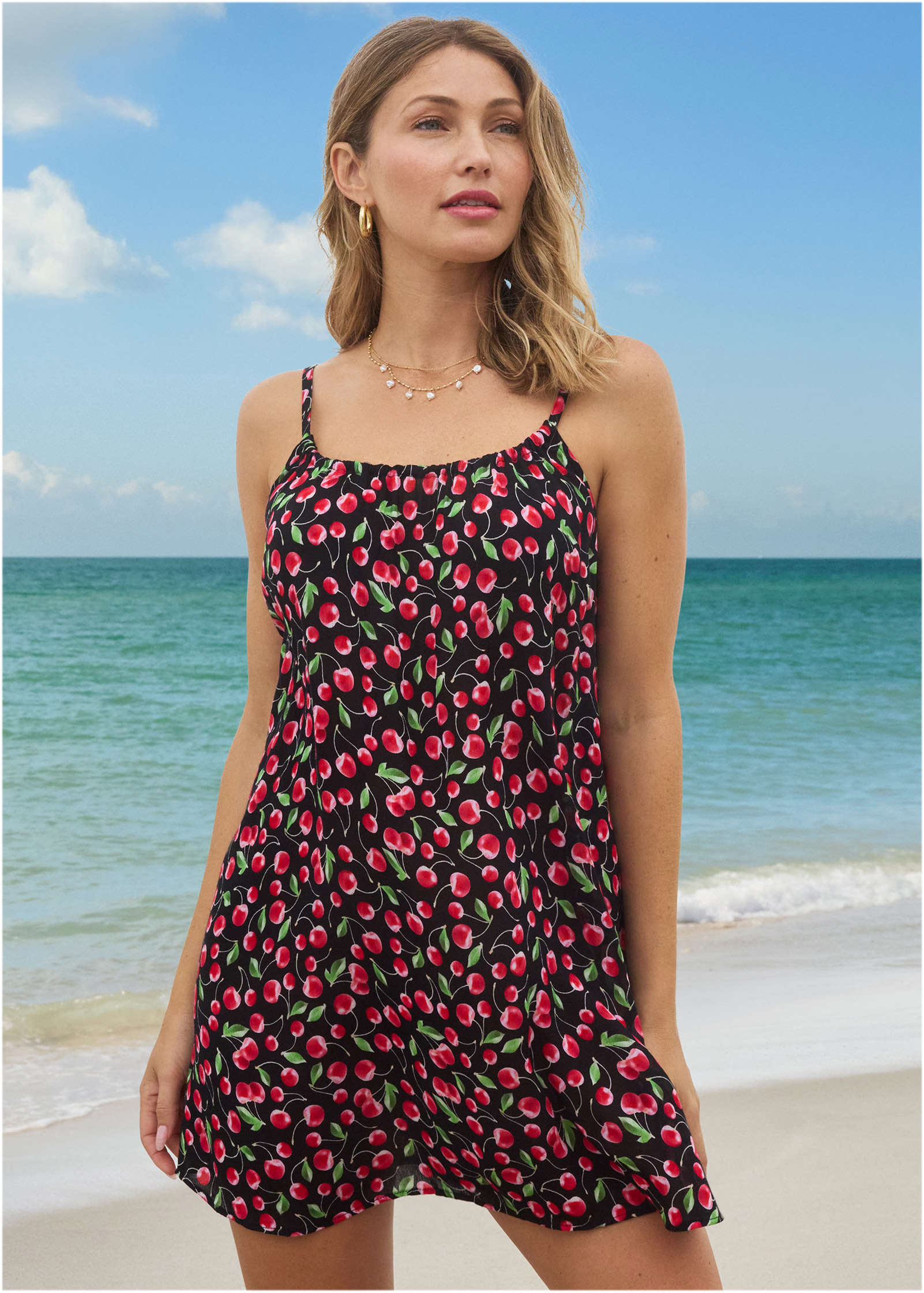 Crinkle Cover-Up Dress - Very Cherry | Venus Value