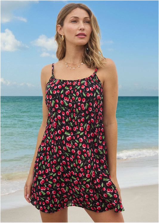 Crinkle Cover-Up Dress - Very Cherry | Venus Value