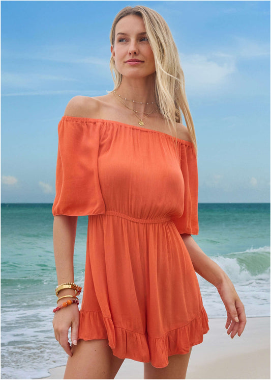 Flirty Cover-Up Romper - Coral Bright | Venus Great Deal