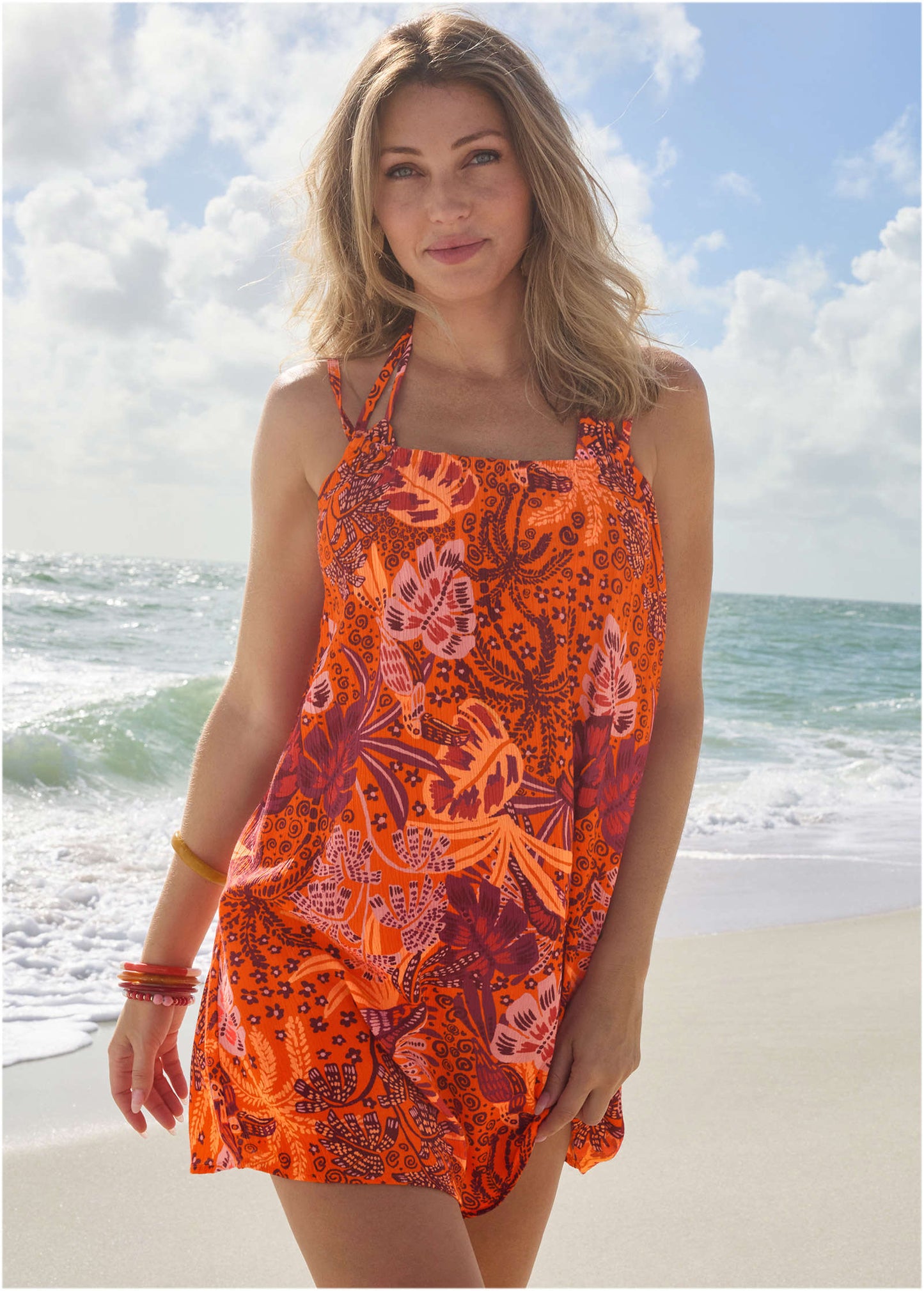 Crinkle Cover-Up Dress - Parrot Palm | Venus Customer Favorite