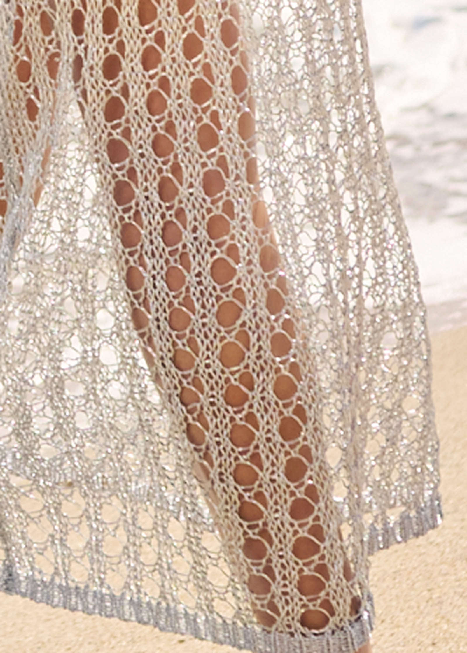Metallic Crochet Coverup - Glittery Silver | Venus Sale