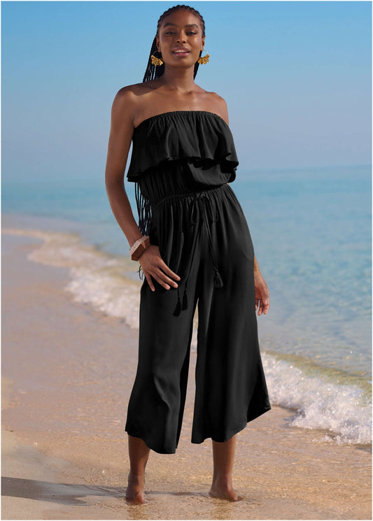 Strapless Jumpsuit Cover-Up - Black Beauty | Venus Cost Saving