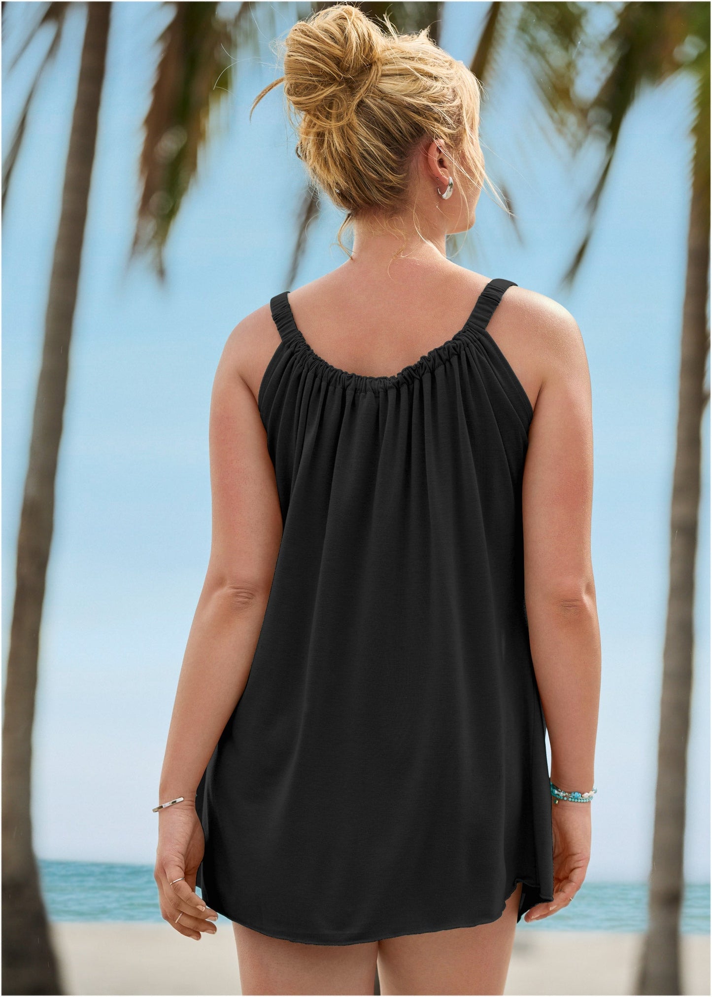 Gathered Neckline Dress - Black | Venus Great Deal