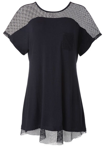 Mesh Trimmed Cover-Up Dress - Black | Venus Best Seller
