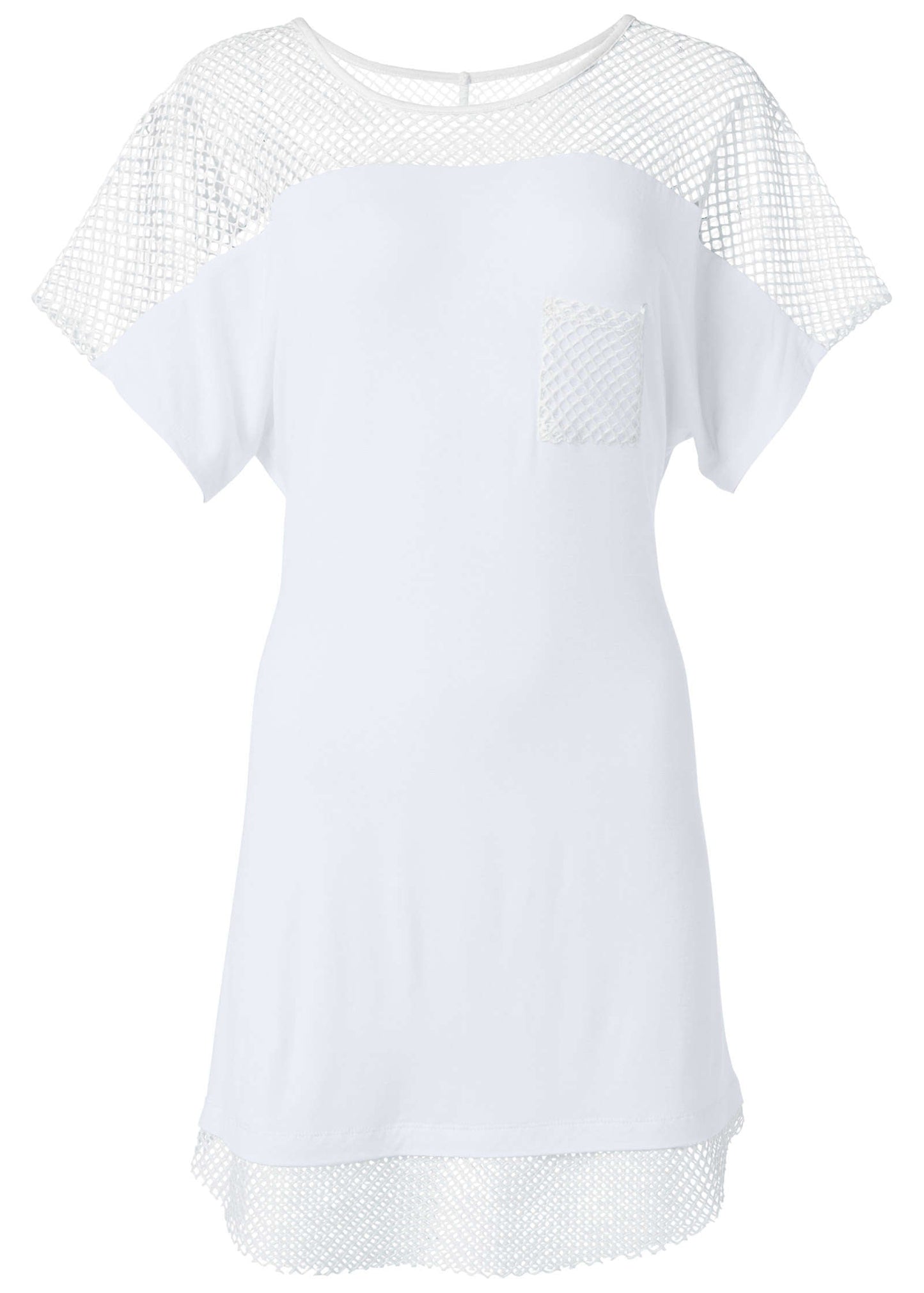 Mesh Trimmed Cover-Up Dress - White | Venus Customer Favorite