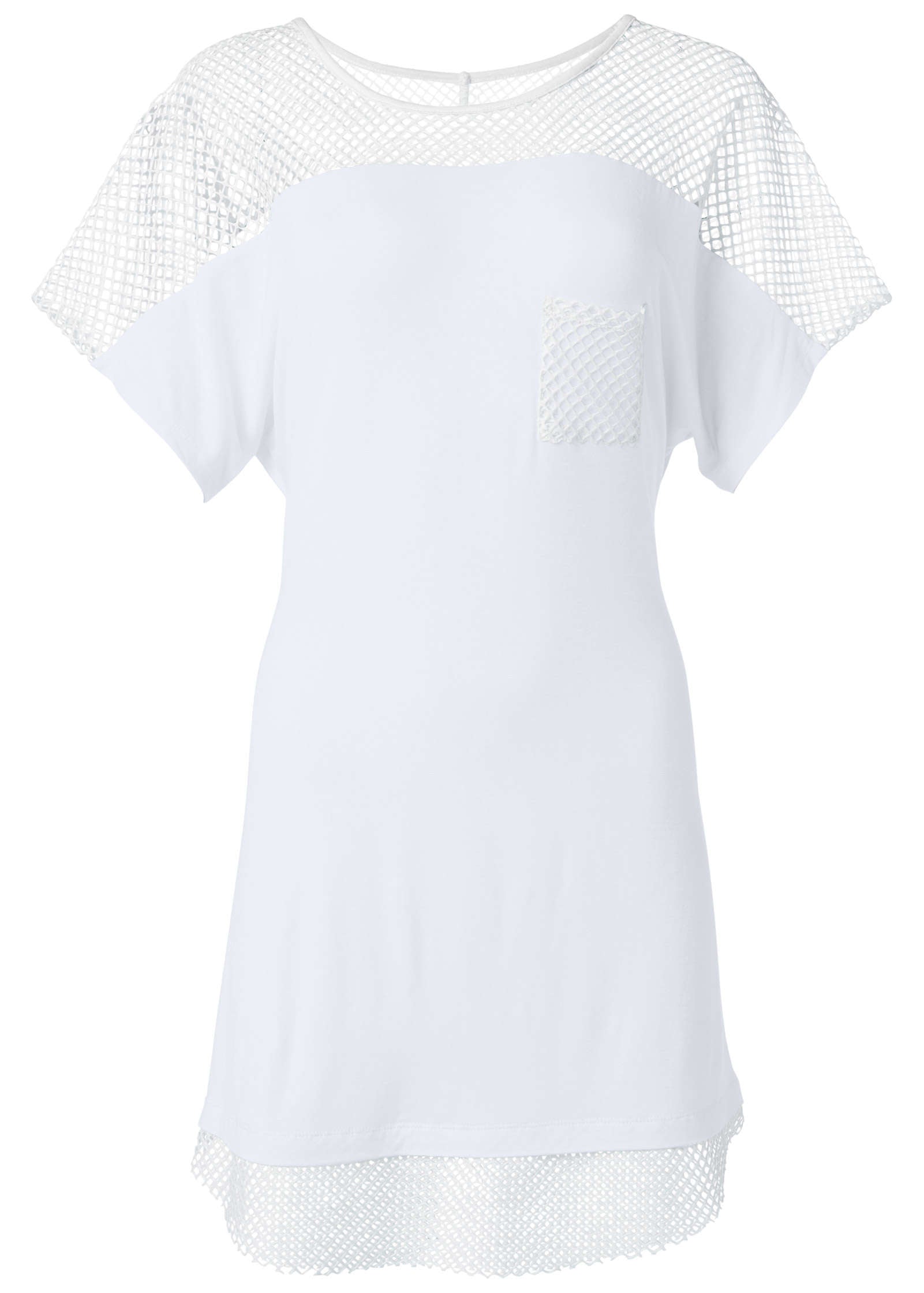 Mesh Trimmed Cover-Up Dress - White | Venus Customer Favorite