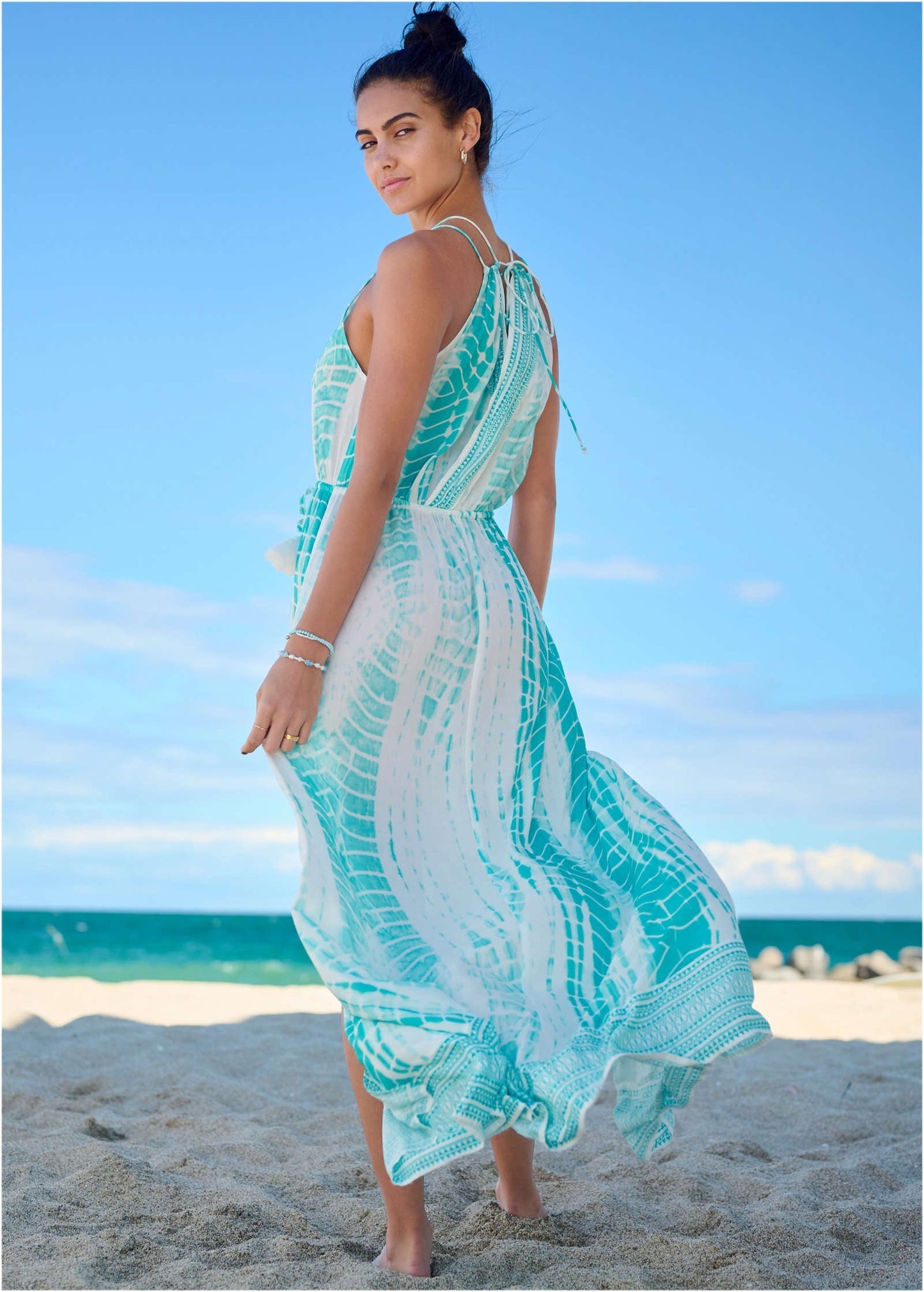 Maxi Cover-Up Dress - Aqua Tie Dye | Venus Cost Saving
