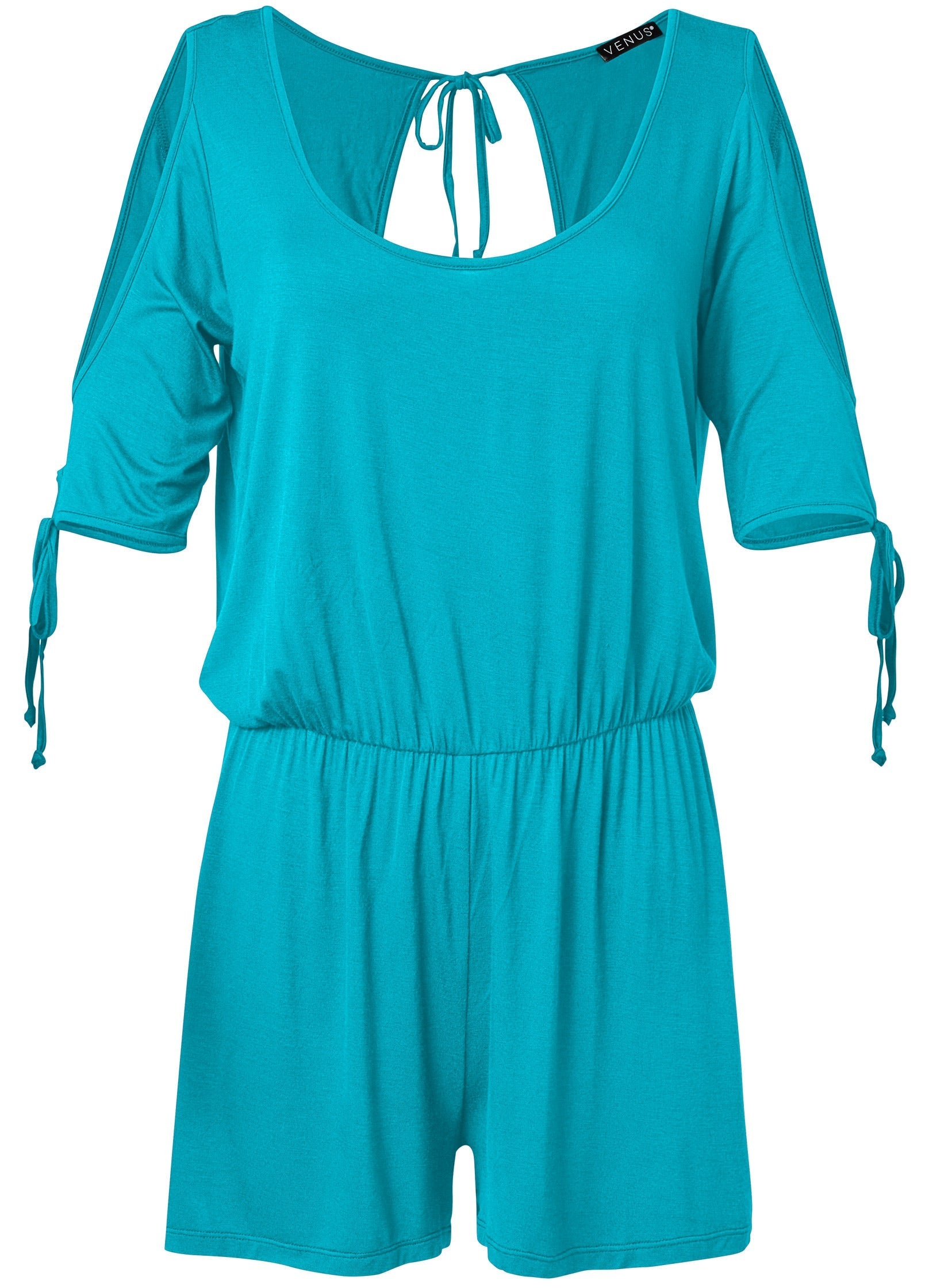 Cold Shoulder Romper - Aqua Reef | Venus Affordable