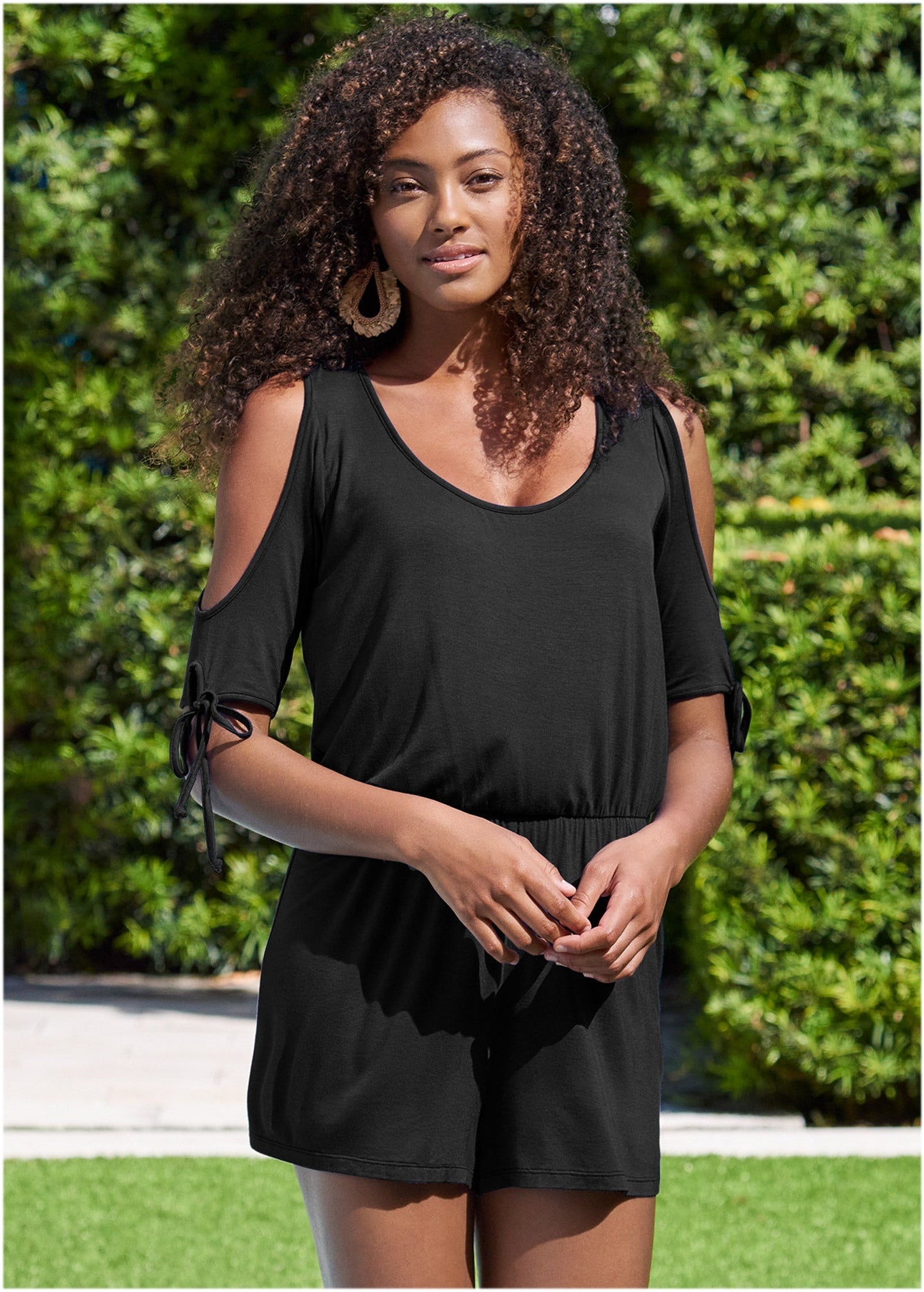 Cold Shoulder Romper - Black | Venus Special Offer