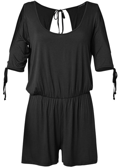 Cold Shoulder Romper - Black | Venus Special Offer