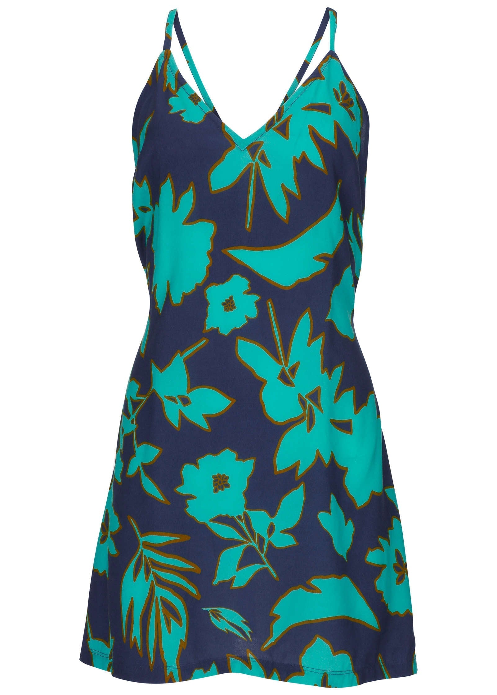 Low Back Cover-Up Dress - Blue Block Floral | Venus Popular Choice