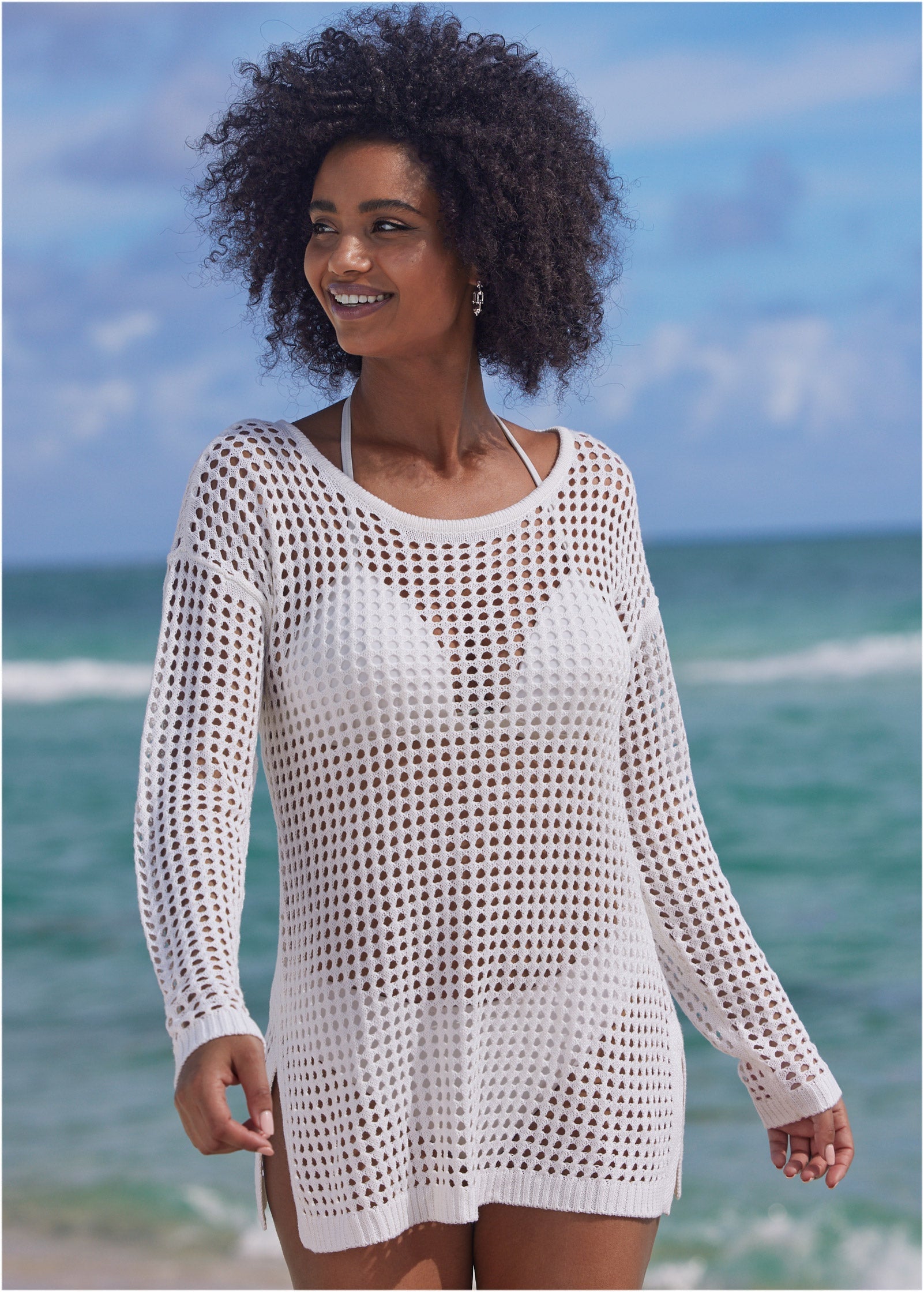 Crochet Tunic Cover-Up - Pearl White | Venus Customer Favorite