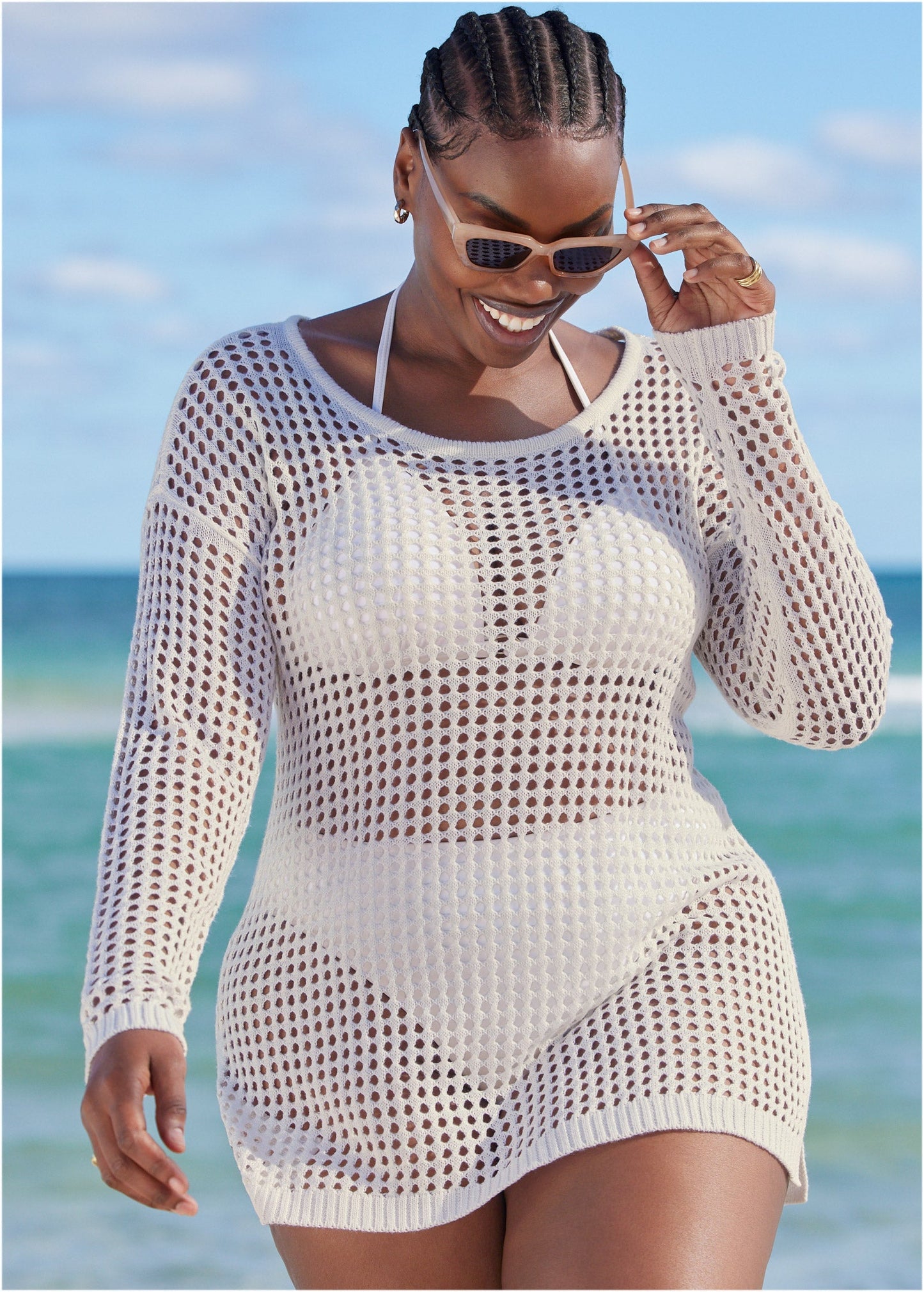 Crochet Tunic Cover-Up - Pearl White | Venus Customer Favorite