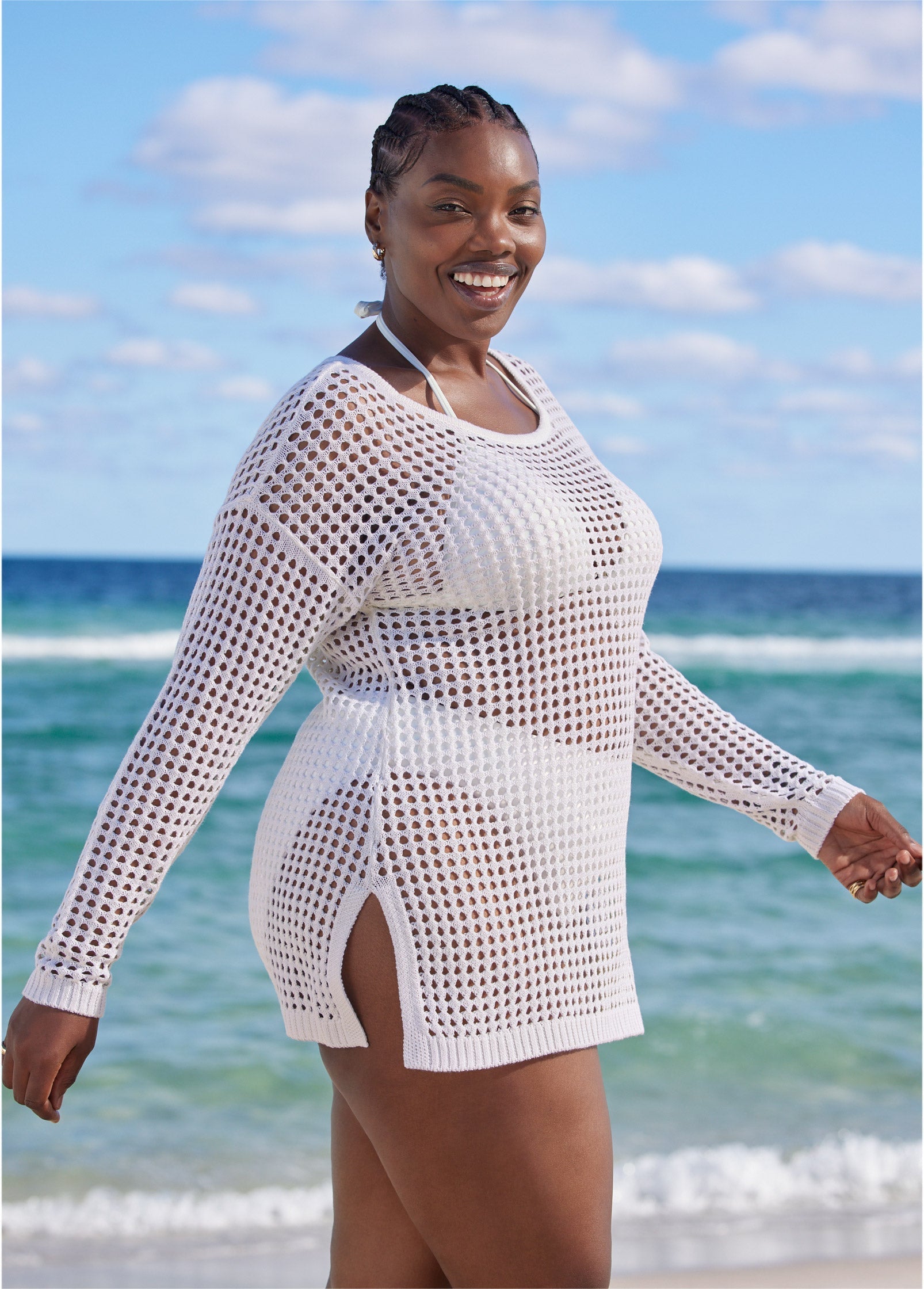 Crochet Tunic Cover-Up - Pearl White | Venus Customer Favorite